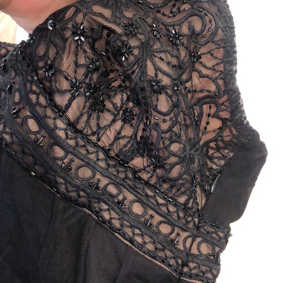 Stunning Black Dress Top with Beaded Bust,sz 10 - Picture 9 of 12